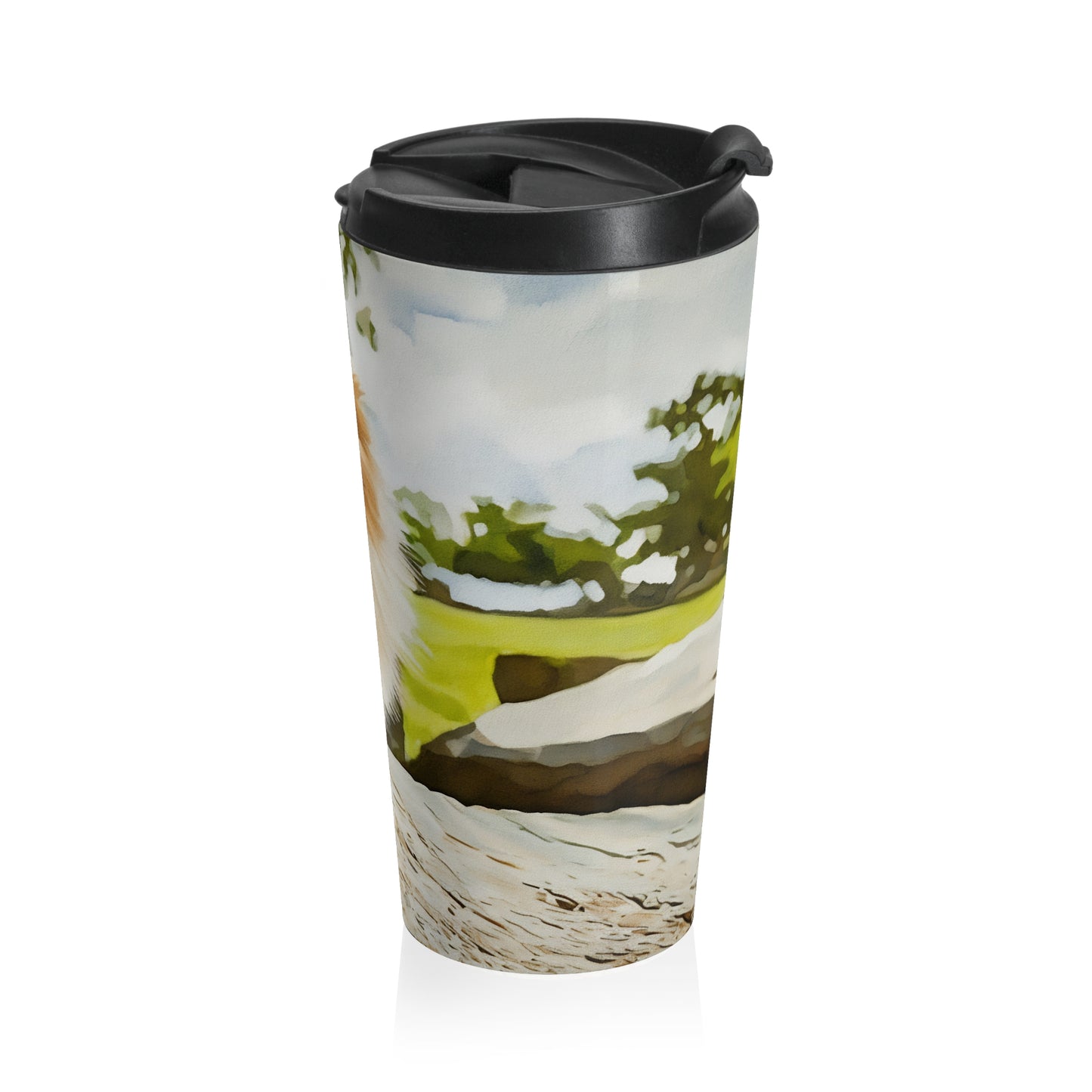 Personalized Watercolor Portrait Stainless Steel Travel Mug, Dog Watercolor Image, Pet Watercolor Coffee Cup, Dog Lover Gift, Animal Art, Pet Owner Present,