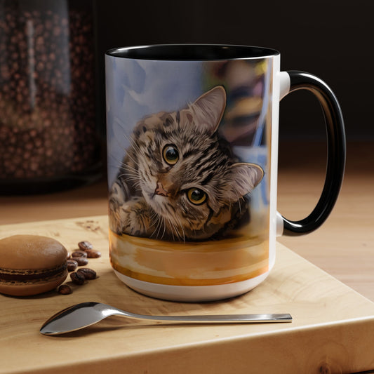 Personalized Watercolor Coffee Mug, Dog Lovers Gift, Cute Accent Mug, Animal Lover's Drinkware, Cat & Dog Mug, Pet Lover Gift