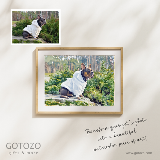 Beautiful Custom Pet Watercolor Portrait from Photo Custom Gift